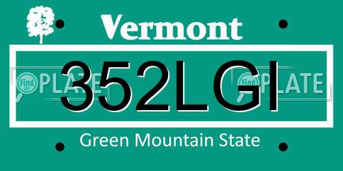 352LGI Vermont License Plate