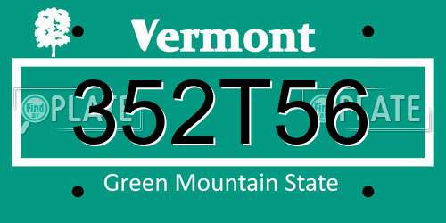352T56 Vermont License Plate