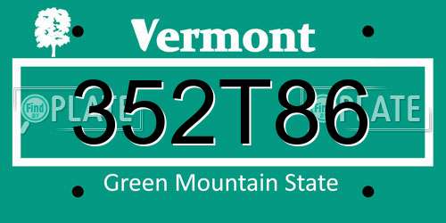 352T86 Vermont License Plate