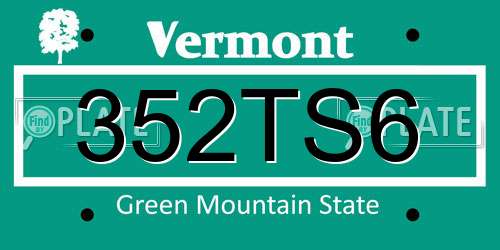352TS6 Vermont License Plate