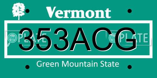 353ACG Vermont License Plate