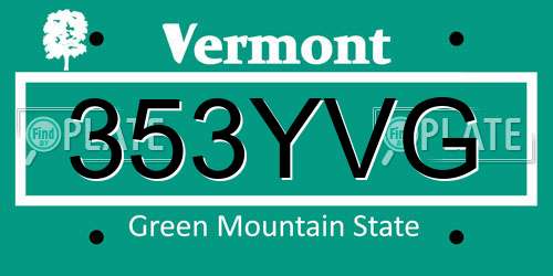 353YVG Vermont License Plate