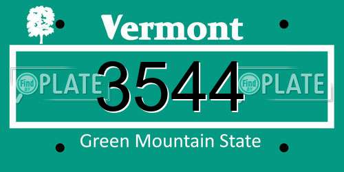 3544 Vermont License Plate