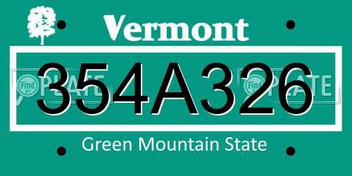 354A326 Vermont License Plate