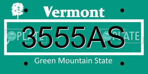 3555AS Vermont License Plate
