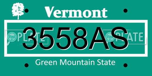 3558AS Vermont License Plate
