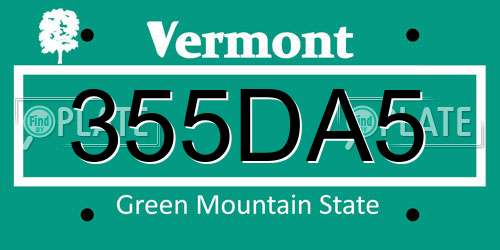 355DA5 Vermont License Plate
