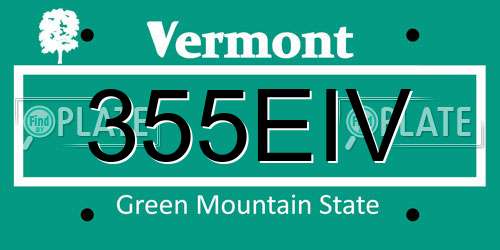 355EIV Vermont License Plate