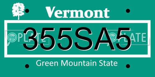 355SA5 Vermont License Plate