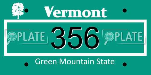 356 Vermont License Plate