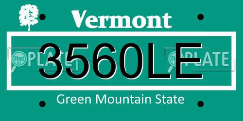 3560LE Vermont License Plate