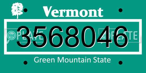 3568046 Vermont License Plate