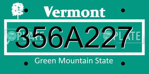 356A227 Vermont License Plate