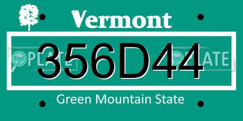 356D44 Vermont License Plate