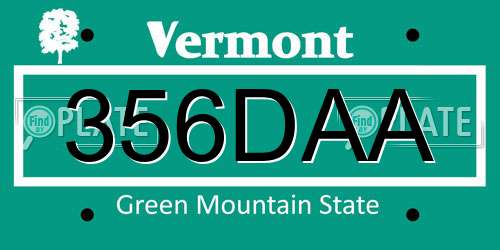 356DAA Vermont License Plate