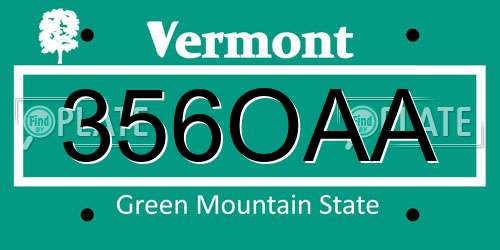 356OAA Vermont License Plate