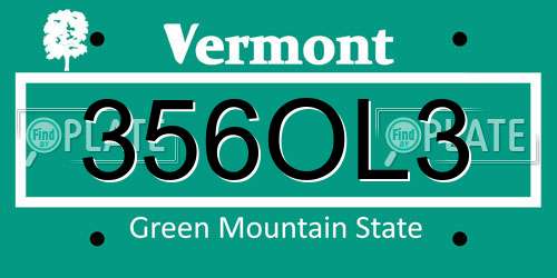 356OL3 Vermont License Plate