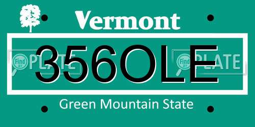 356OLE Vermont License Plate