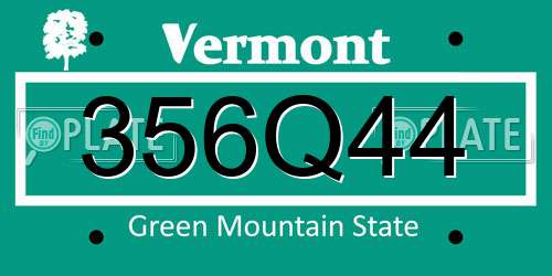356Q44 Vermont License Plate