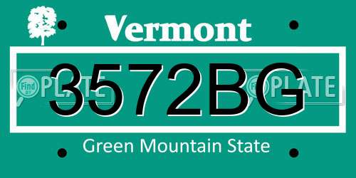 3572BG Vermont License Plate
