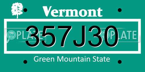 357J30 Vermont License Plate