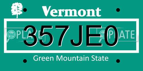 357JE0 Vermont License Plate