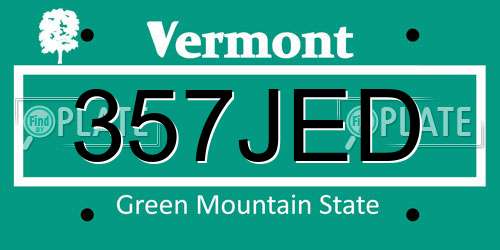 357JED Vermont License Plate