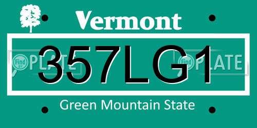 357LG1 Vermont License Plate