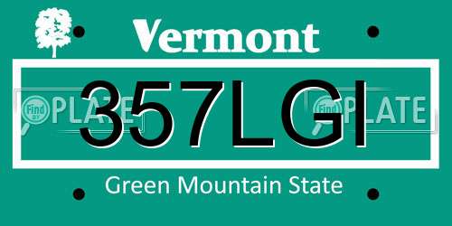 357LGI Vermont License Plate