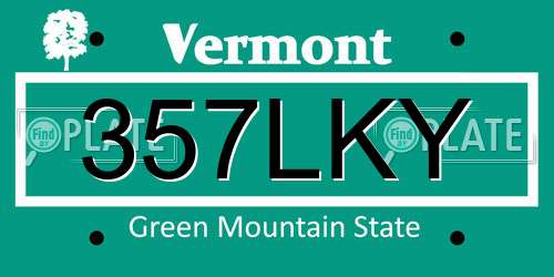 357LKY Vermont License Plate
