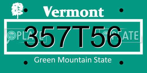 357T56 Vermont License Plate