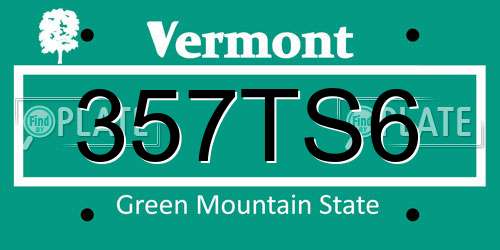 357TS6 Vermont License Plate