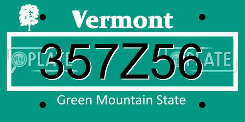 357Z56 Vermont License Plate