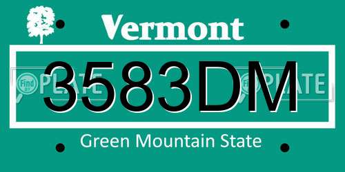 3583DM Vermont License Plate