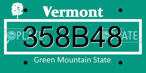 358B48 Vermont License Plate
