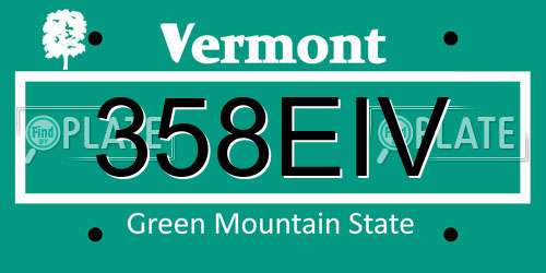 358EIV Vermont License Plate