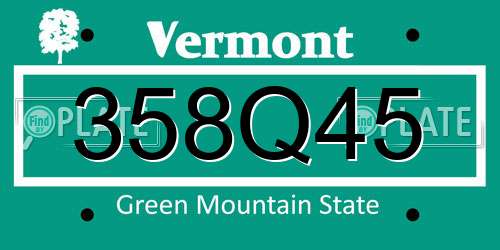 358Q45 Vermont License Plate