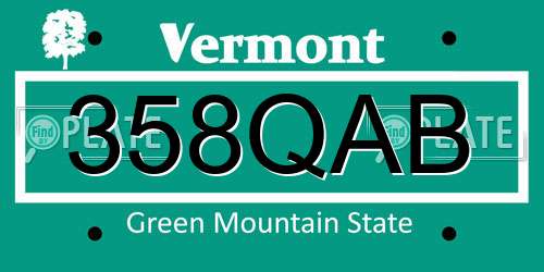 358QAB Vermont License Plate