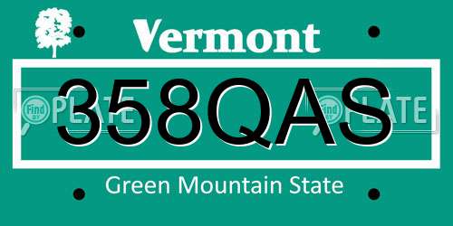 358QAS Vermont License Plate