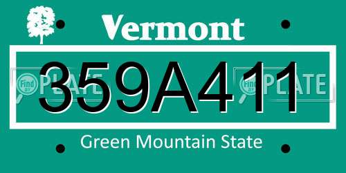 359A411 Vermont License Plate
