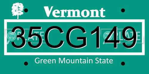 35CG149 Vermont License Plate