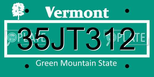 35JT312 Vermont License Plate