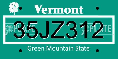 35JZ312 Vermont License Plate