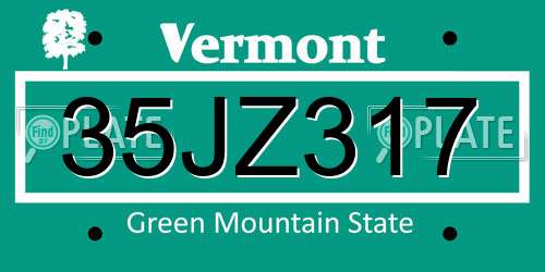 35JZ317 Vermont License Plate