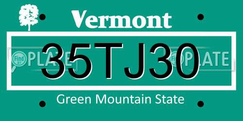35TJ30 Vermont License Plate