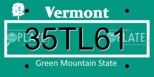 35TL61 Vermont License Plate
