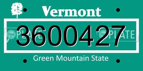3600427 Vermont License Plate