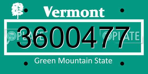 3600477 Vermont License Plate