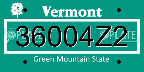 36004Z2 Vermont License Plate