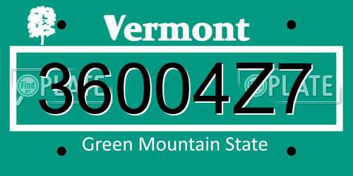 36004Z7 Vermont License Plate